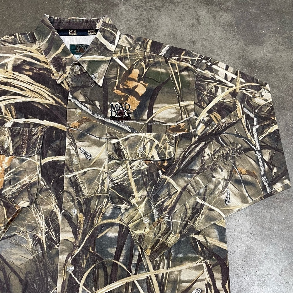 Vintage Advantage Camouflage Camo Button Up Shirt Hunting Grunge - Picture 2 of 8